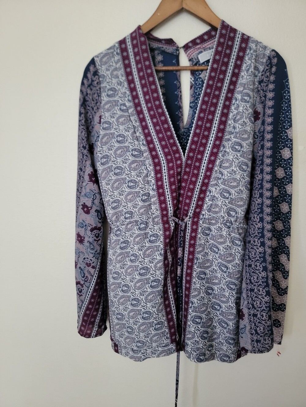 NWOT Article Boho Paisley Plunging Long Sleeve Romper